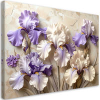 WANDBILD, Lila und weiße Schwertlilien 3D - Beige, Textil (60/40cm) - Feeby