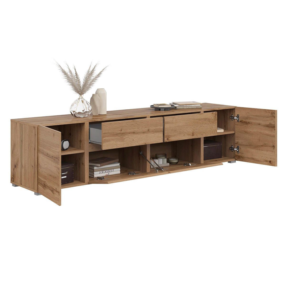 TV STOLÍK Maxis Drevo - hnedá, kompozitné drevo (195/48/40cm) - Petits-meubles
