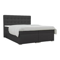BOXBETT CLAUDIA 140/200 Velour Anthrazit mit Bonell-Federkernmatratzen H3 - Chromfarben/Anthrazit, Holzwerkstoff/Kunststoff (140/200cm) - Deine Möbel 24