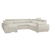 WOHNLANDSCHAFT Boston U, Seite: Links - LC+2P+R+2R - Chromfarben/Creme, Holz/Textil (325/98/260cm) - MIRJAN24