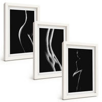 BILDER SET 3er Set - 20x30 cm Weißer Rahmen - Schwarz-weiße weibliche Silhouetten - Weiß, Kunststoff (20/30cm) - TULUP