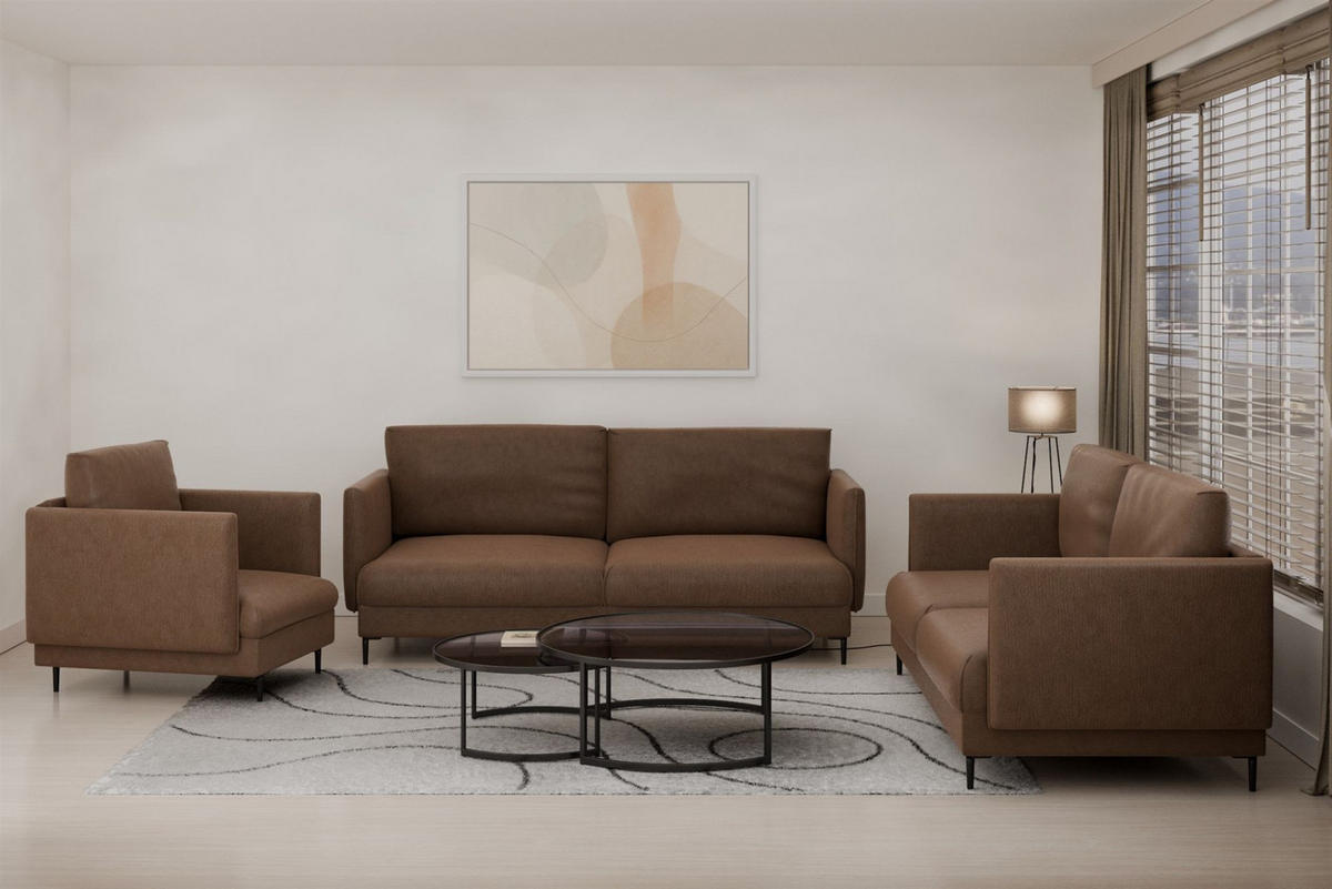 SOFA Helmer 3-sitzer In Stoff Vibe - Braun, Holzwerkstoff/Textil (226/95/95cm) - Fun Möbel