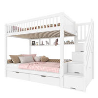 ETAGENBETT 90/200 cm in Weiß Kinderbett mit 2 Schubladen, Regal, Kleiderschrank und Staufach - Weiß, Holz/Holzwerkstoff (90/200cm) - STILVORA