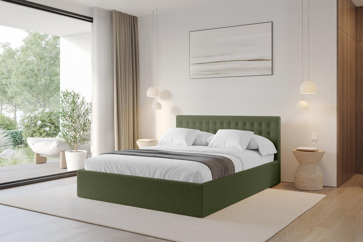 POLSTERBETT mit Bettkasten und Lattenrost, Boxbett ohne Matratze - PARI 180x200 Grün - Grün, Holzwerkstoff/Textil (180/200cm) - ALTDECOR