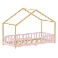 HAUSBETT Treviolo - Pink/Naturfarben, Holz (90/200cm) - [en.casa]