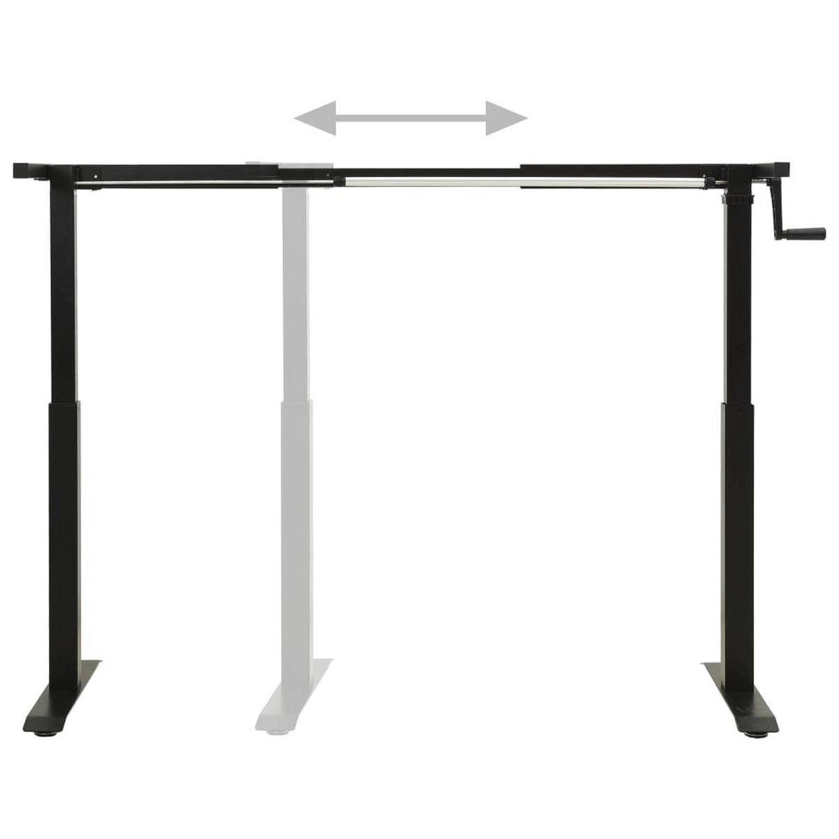 SCHREIBTISCH-GESTELL Manuell Höhenverstellbar Handkurbel - Schwarz, Metall (80/160/113cm) - vidaXL