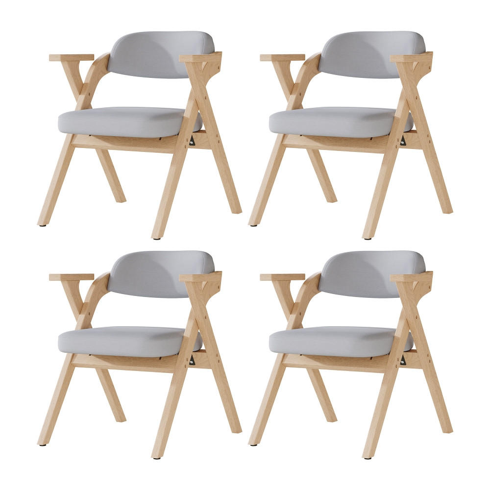 ARMLEHNENSTUHL 2-teiliges Set Esszimmerstühle KLAPPBAR, MASSIVHOLZ, Leinen Grau, für Wohnzimmer und Café, 66,5/76/64,5 cm - Grau, Holz (15.9/76/64.5cm) - Rolipo