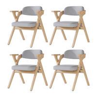 ARMLEHNENSTUHL 2-teiliges Set Esszimmerstühle KLAPPBAR, MASSIVHOLZ, Leinen Grau, für Wohnzimmer und Café, 66,5/76/64,5 cm - Grau, Holz (15.9/76/64.5cm) - Rolipo