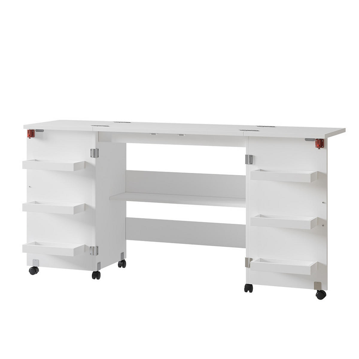NÄHTISCH Carmen Weiß 160 x 80.2 cm mit 6 Regalfächer - Weiß, Holzwerkstoff (40/160/80.2cm) - Vicco