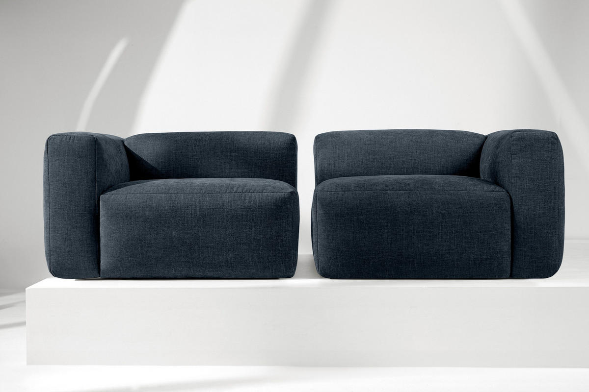2,5-SITZER-MODULSOFA BUFFO mit extrem weicher und bequemer Sitzfläche, Gewebestoff, dunkelblau - Dunkelblau, Textil (250/73/96cm) - KONSIMO®
