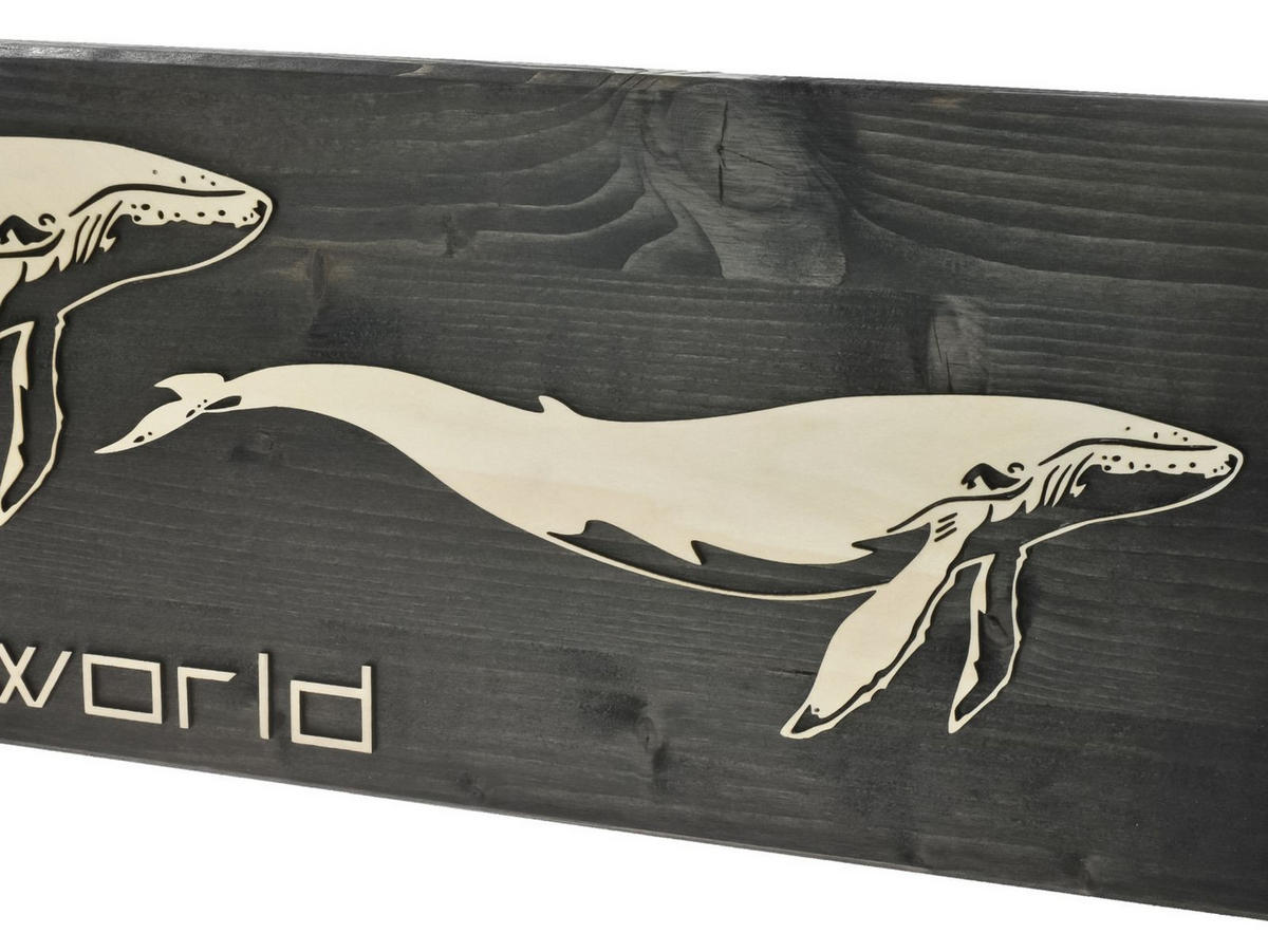 WANDBILD Whales Holz 80/20 cm - Braun, Holz (2.5/20cm) - Raumzutaten