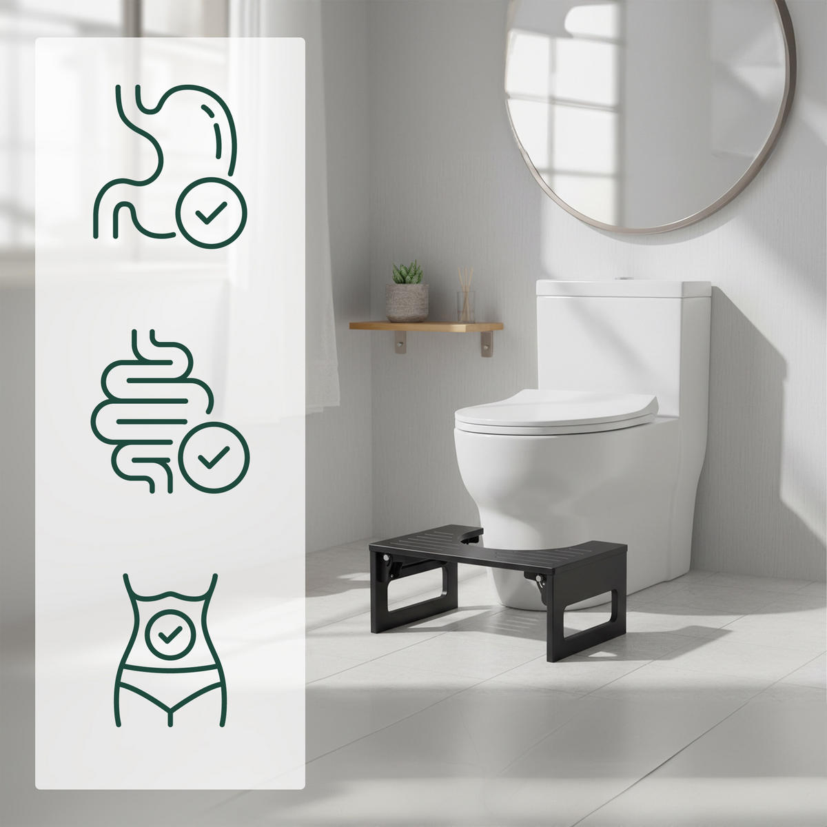 TOILETTENHOCKER - Schwarz, Holz/Kunststoff (43/18/27.5cm) - Relaxdays