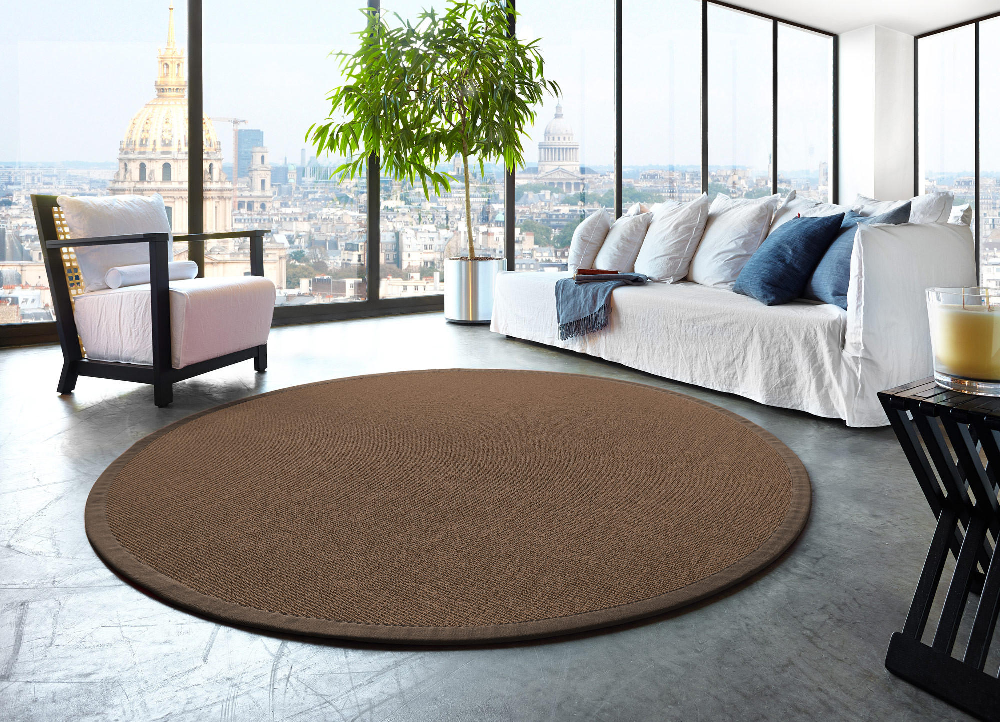 TEPPICH Sisal Manaus dunkelbraun/coffee Rund 160cm - Dunkelbraun, Textil (160/160cm) - Astra
