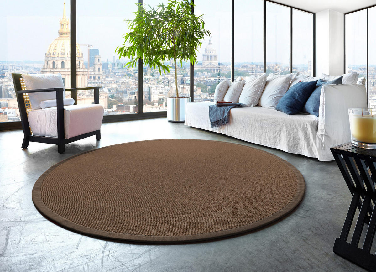 TEPPICH Sisal Manaus dunkelbraun/coffee Rund 300cm - Dunkelbraun, Textil (300/300cm) - Astra