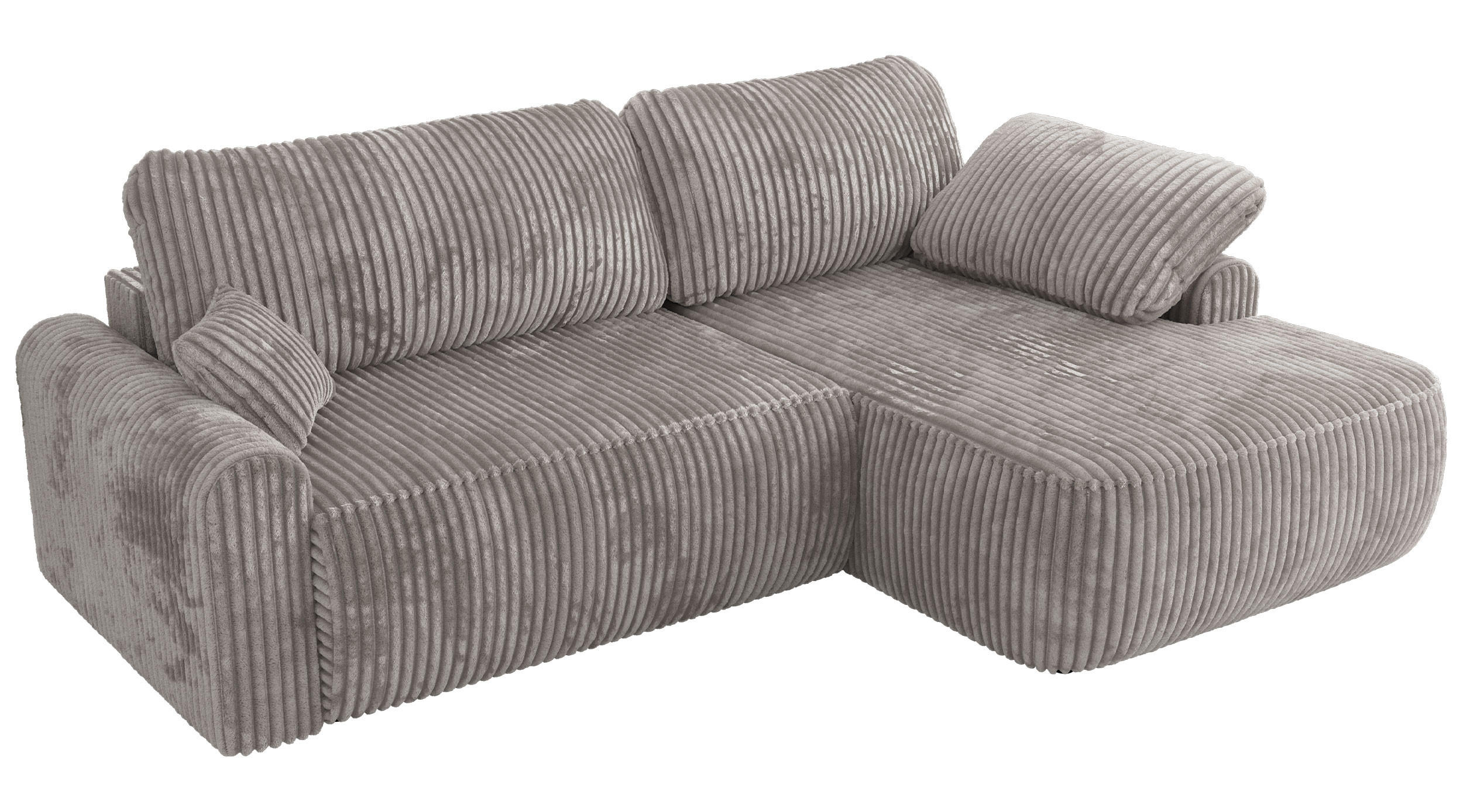 ECKSCHLAFSOFA CUBO L Grau Cord - rechts - Schwarz/Grau, Kunststoff/Textil (187/273cm) - MKS
