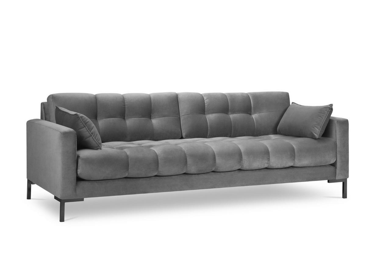 SOFA Mamaia aus Samt hellgrau 4 Sitzplätze - Hellgrau, Textil (92/75/217cm) - Micadoni