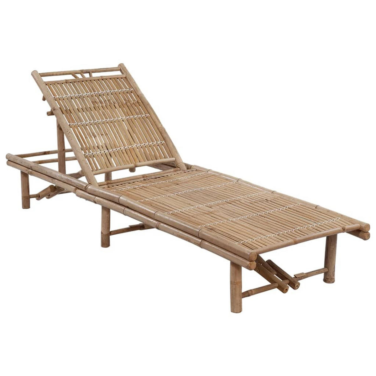 GARTEN-SONNENLIEGE mit Auflage Bambus - Rot, Holz (65/87/200cm) - furnicato