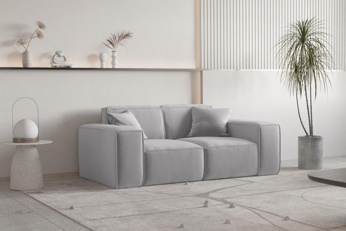 SOFA Sezlong Celes Premium 2er-set - Hellgrau, Holzwerkstoff/Textil (110/95/194cm) - Fun Möbel
