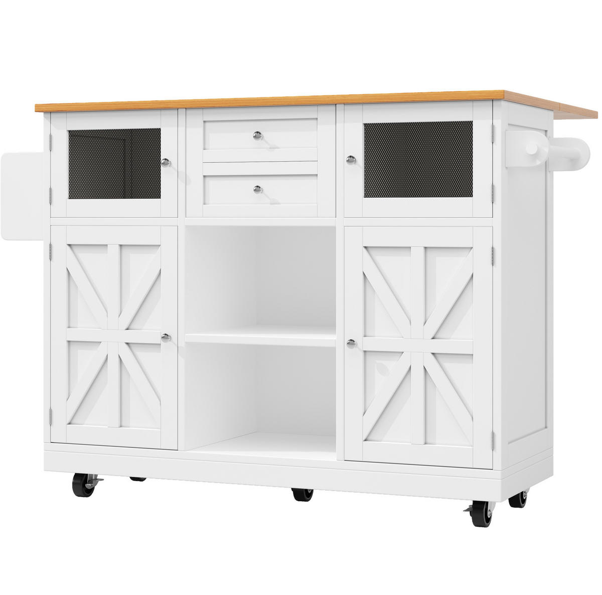 KÜCHENINSEL 140/93,5/40 cm Weiß aus MDF mit klappbarer Arbeitsplatte - Weiß, Holzwerkstoff (40/93.5/140cm) - OKMYHOME