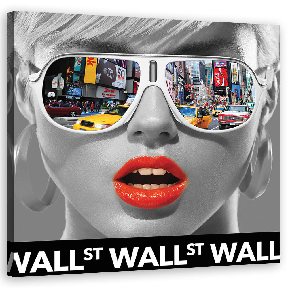 WANDBILD Modern Frau New York City Pop art 50x50cm - Multicolor, Textil (50/50cm) - Feeby