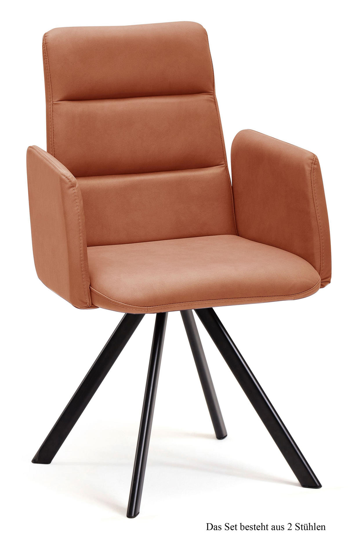 ARMLEHNSTUHL (2er-Set) Deane 52x92x60 Schwarz/Cognac - Cognac/Schwarz, Kunststoff (60/92/52cm) - 58aufmkessel