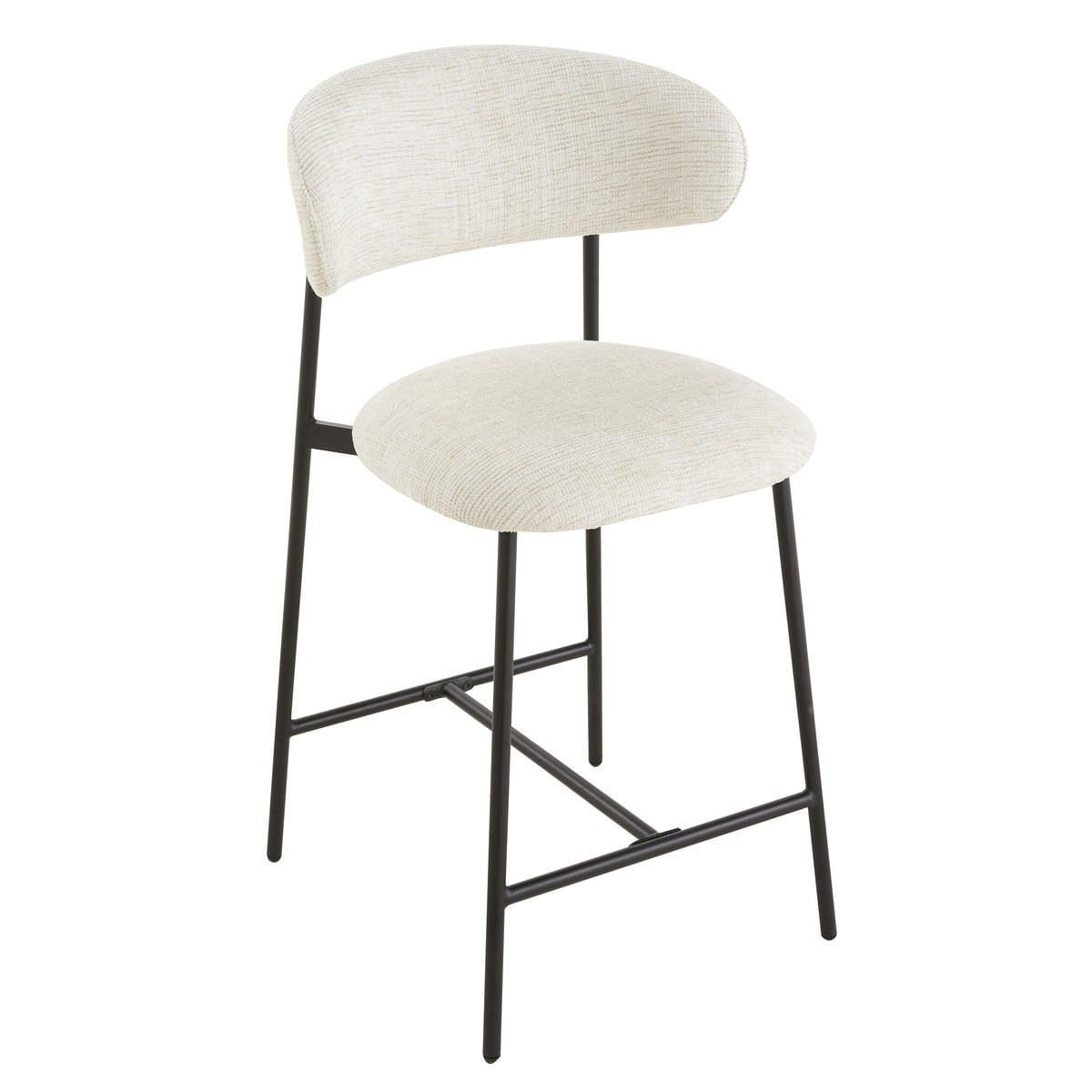 2ER-SET Hocker aus meliertem Stoff mit Metallbeinen Draco 52/53/94 cm - Beige, Holzwerkstoff (53/94/55cm) - Calicosy