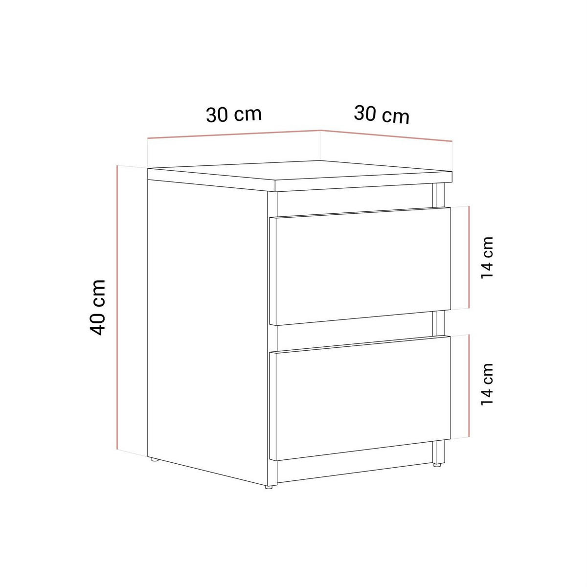 Nachttisch HANA M2 Sonoma Eiche - Sonoma Eiche, Holzwerkstoff (30/40/30cm) - Lookway