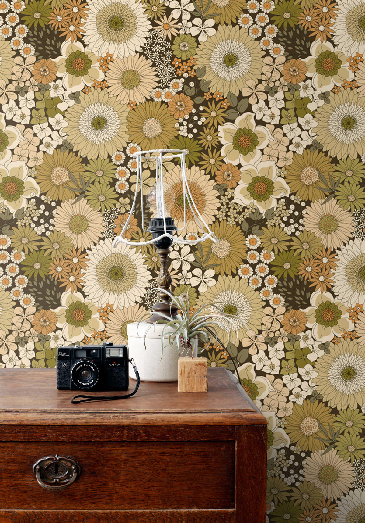TAPETE Retro Blumen 50 x 900 cm - Grün, Papier (50/900cm) - ESTAhome