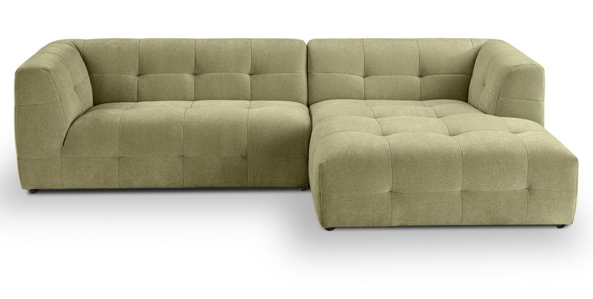SOFA grün Webstoff 292 x 161 cm, Ecksofa 5-Sitzer, L-Sofa Ottomane rechts - Grün, Holz/Textil (292/161cm) - Inn.Furn