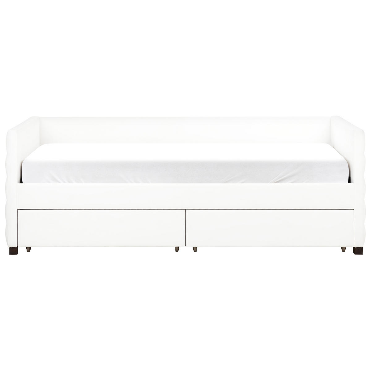 TAGESBETT mit Stauraum 90x200 cm Weiß Marray - Creme, Textil (90/200cm) - Beliani