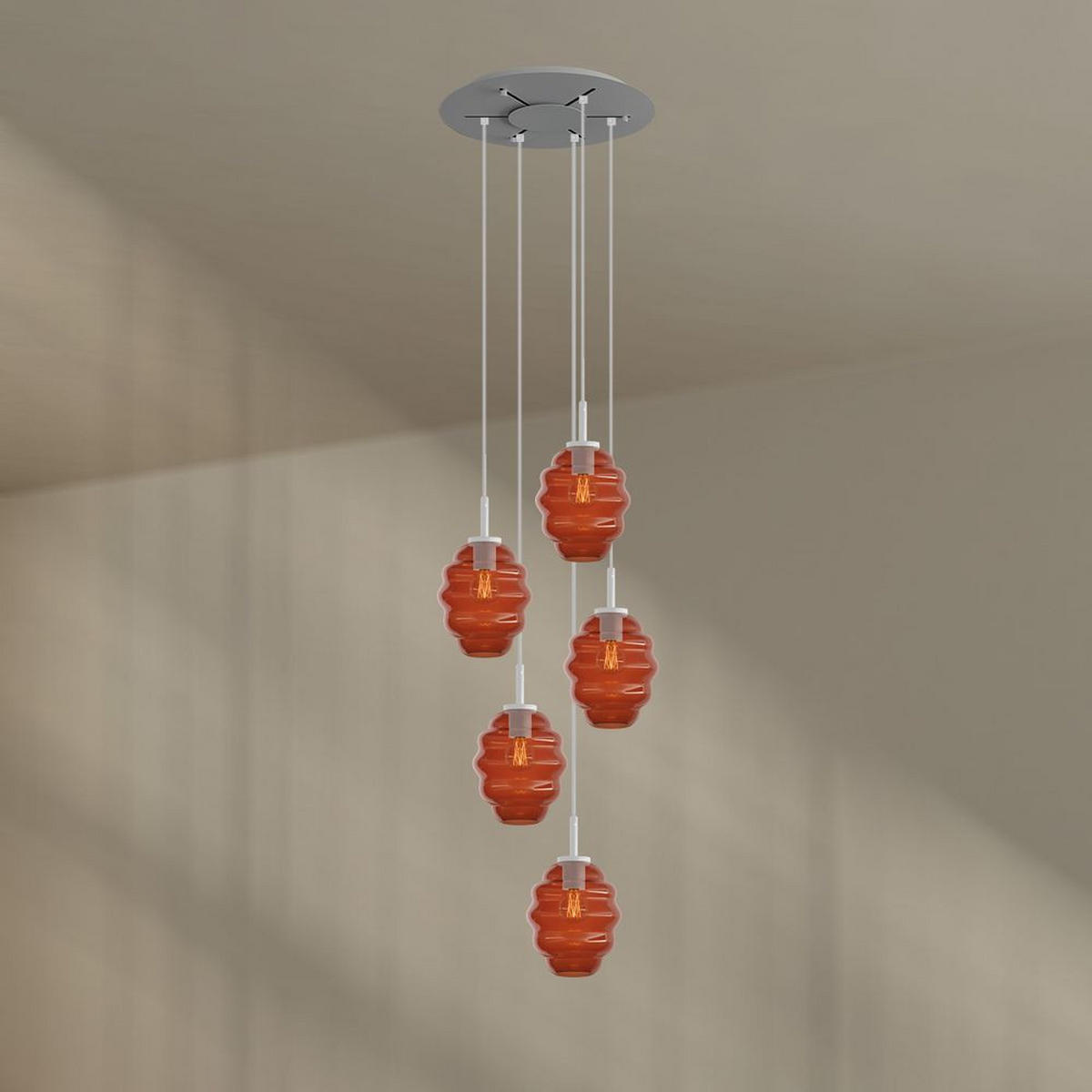 GALERIELEUCHTE Echos 5-flammig Mehrfarbig Ø 18cm - Multicolor/Weiß, Glas (18/18/20cm) - s.luce