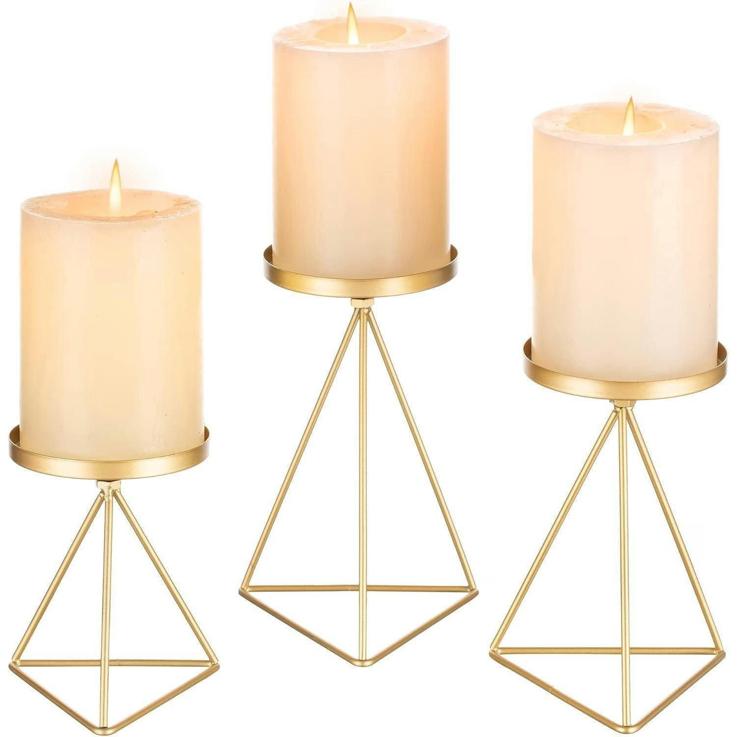 KERZENSTÄNDER 3er Set Metall Gold - Goldfarben, Metall (10/10/16cm)