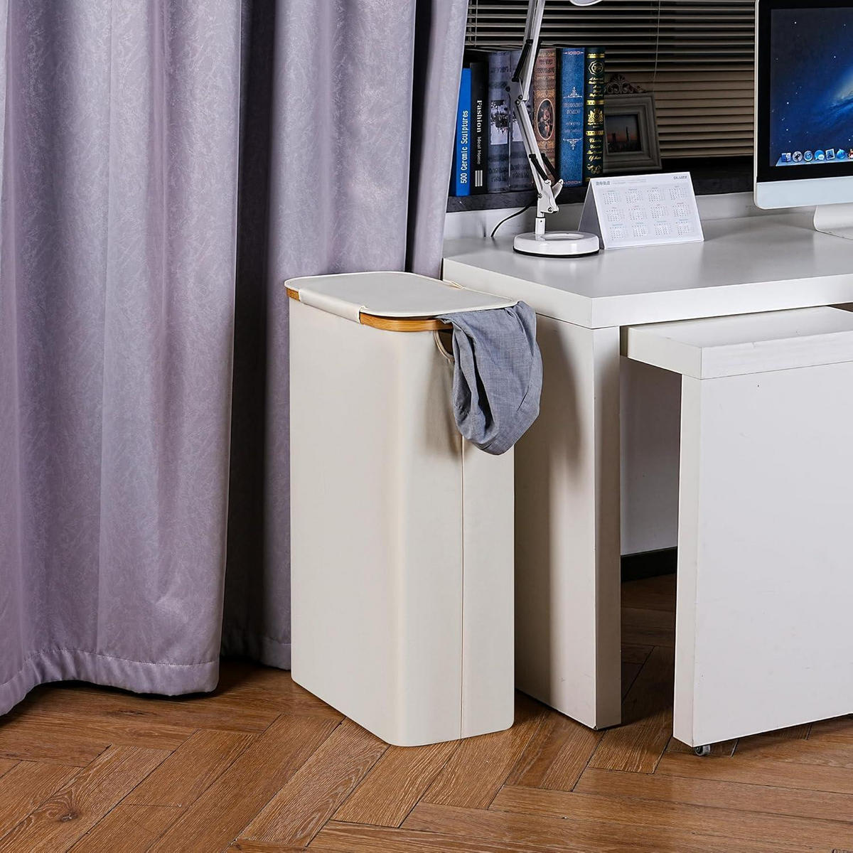 WÄSCHEKORB mit Deckel 75L Beige - Beige, Naturmaterialien (25/70/44cm)