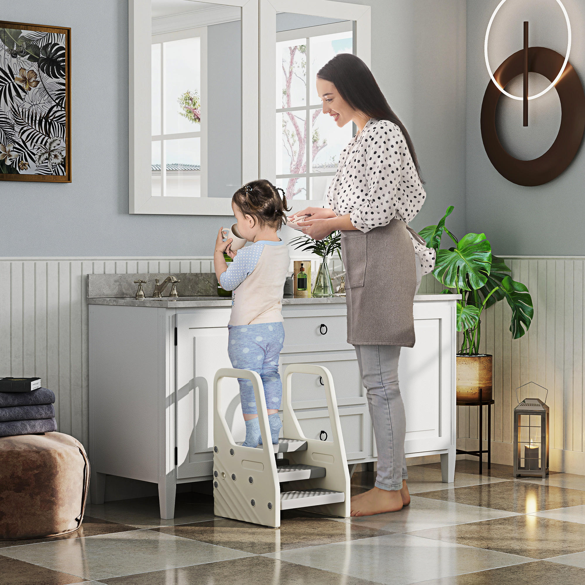 KINDER Tritthocker - Grau, Kunststoff (42/65.5/43cm) - AIYAPLAY