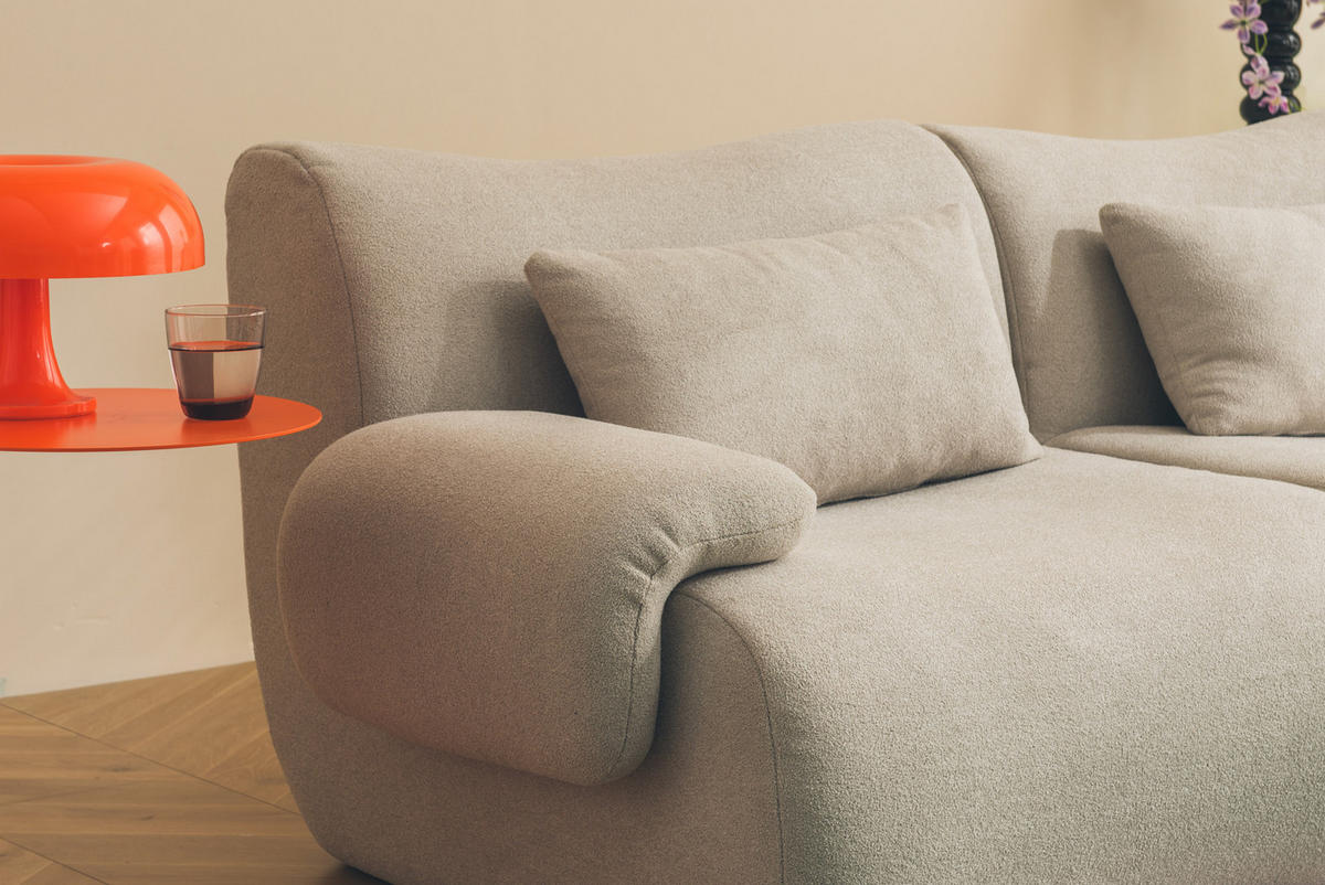 2-SITZER-SOFA Bouclé-Stoff Steinbeige - Greige, Textil (194/73/95cm) - MILYsofa