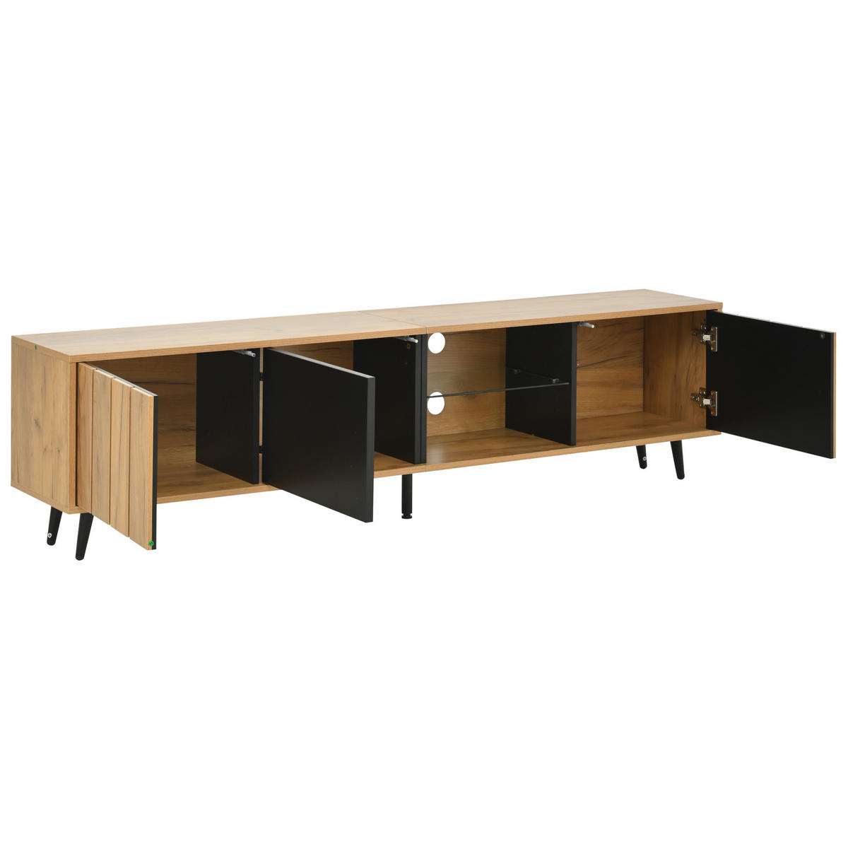 TV-LOWBOARD mit 3 Türen 175 x 31,5 x 45 cm Holzoptik Schwarz - Braun, Holzwerkstoff (31.5/45/175cm) - Beauniv