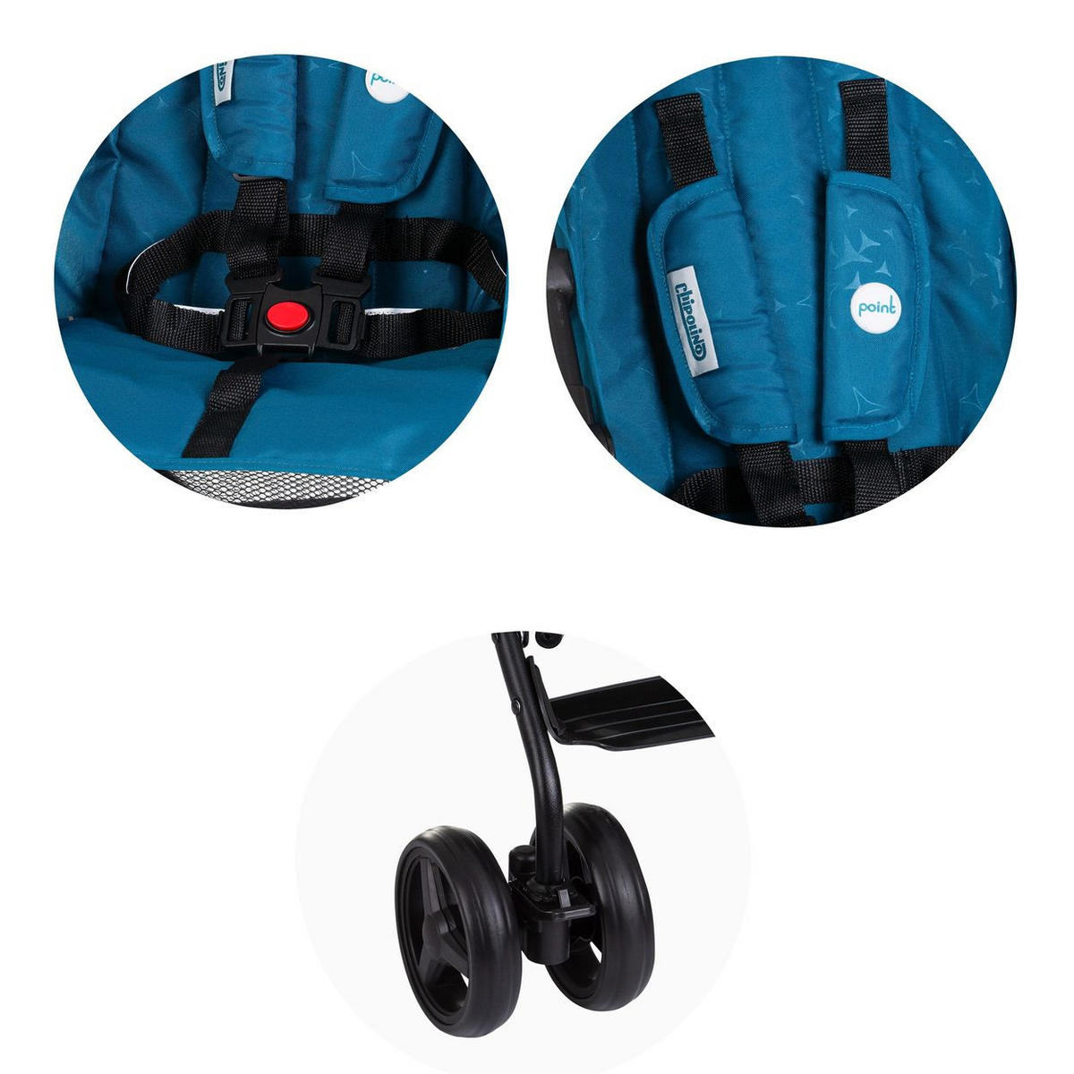 BUGGY Point blau 5-Punkt-Gurt, Rückenlehne verstellbar, Korb - Blau, Metall (66/46/100cm) - Chipolino