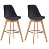BARHOCKER 2er Set Samt schwarz - Eukalyptusholzfarben/Schwarz, Holz/Textil (48/112/56cm) - CLP