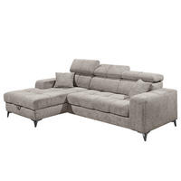 ECKSOFA mit Longchair - Kopfstütze verstellbar, Schlaffunktion, Bettkasten - Taupe/Schwarz, Kunststoff/Textil (268/172cm) - home24