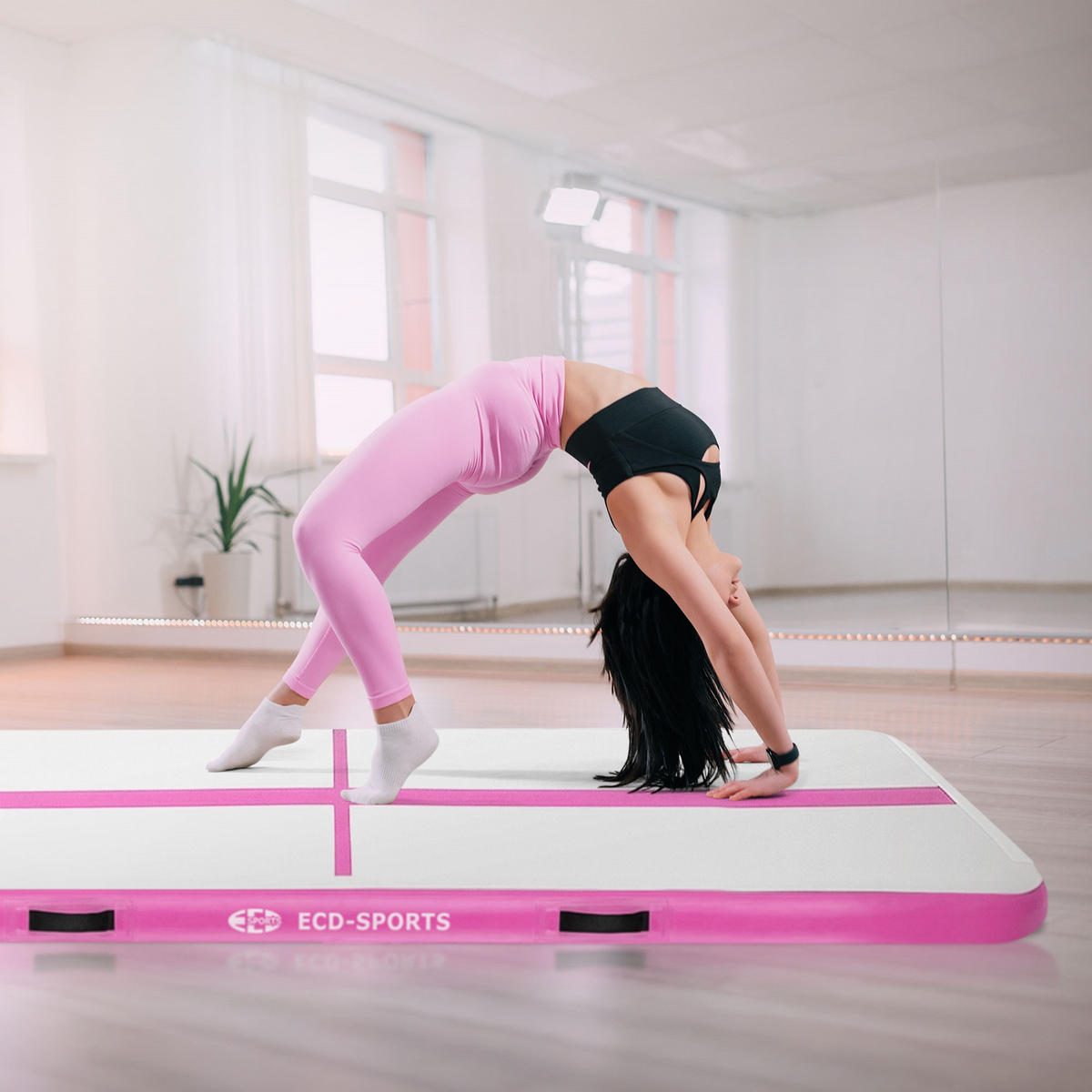 NAFUKOVACÍ gymnastická podložka Airtrack 300x100x10 cm růžová - růžová, plast (100/300cm) - ECD-Germany