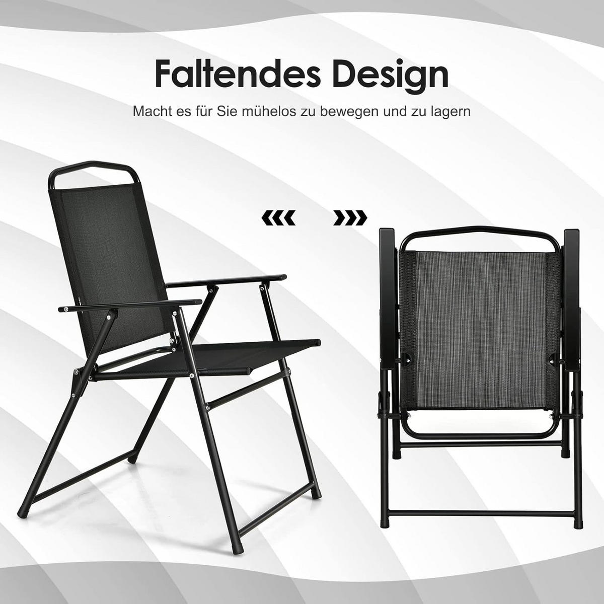 GARTENMÖBEL Set Schwarz(6-teilig) - Schwarz, Metall - COSTWAY