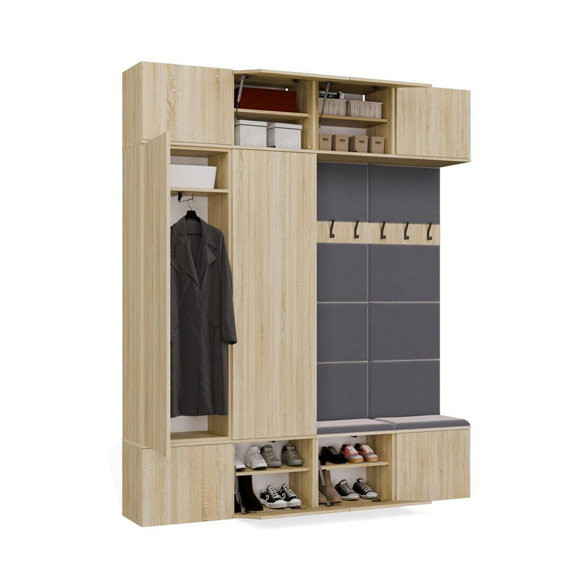 DULAP PENTRU HOL modern, set de dulapuri – șifonier pentru haine și dulap pentru pantofi, stejar Sonoma 200/238/35 - stejar Sonoma, compozit lemnos (200/238/35cm) - RAUMHIRSCH FURNITURE