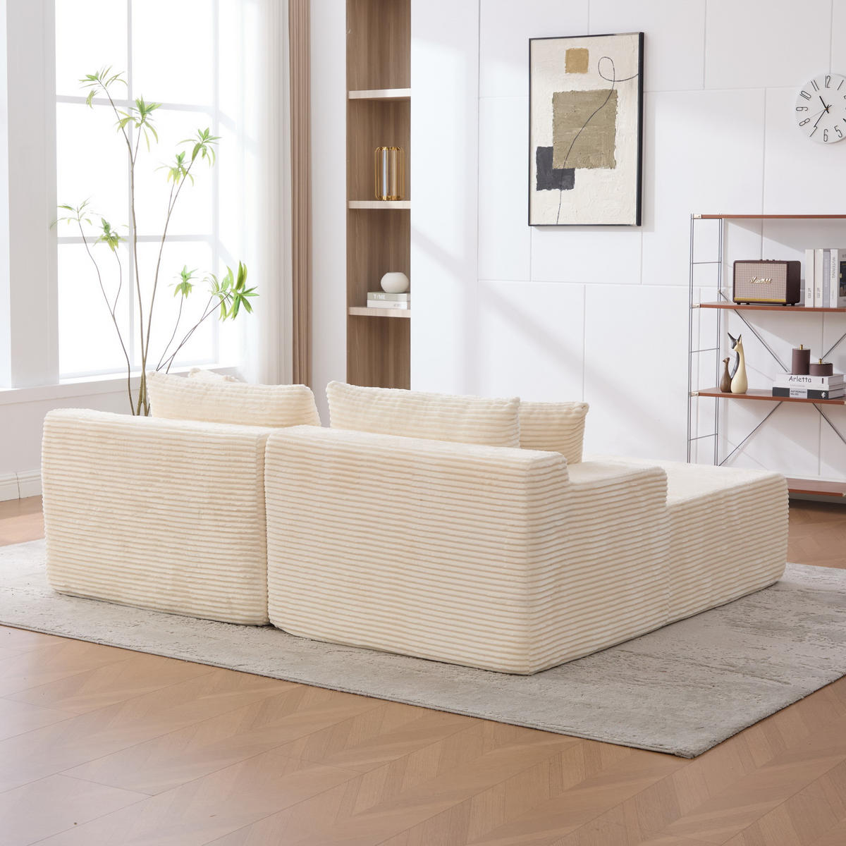 SOFAELEMENT 200/174/74.5 cm Beige mit 30D hochelastischem Schaumstoff und rutschfestem Boden - Beige, Textil (174/74.5/200cm) - Oxeza