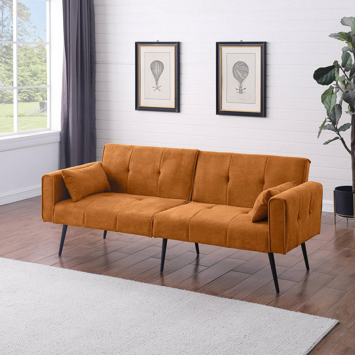 SOFA mit Cordbezug Stoff Orange - Orange, Holzwerkstoff (175/71/71cm) - Meubliv