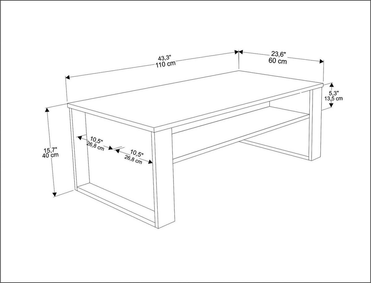 COUCHTISCH Manhattan Grau - Eichefarben/Schwarz, Holzwerkstoff (110/60/40cm) - Decorotika