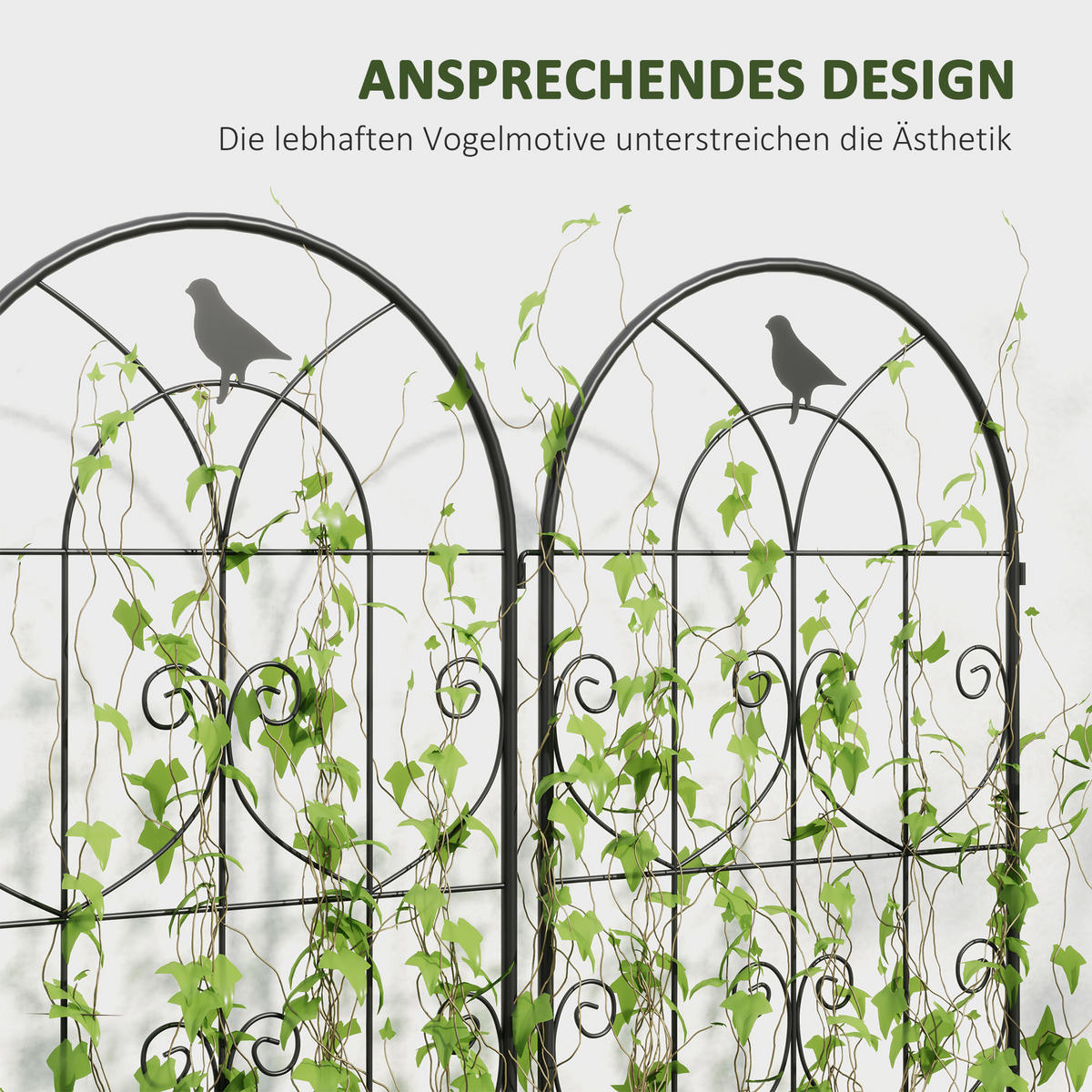 ROSENBOGEN-SET 2TLG. - Schwarz, Metall (1.3/150/50cm) - Outsunny