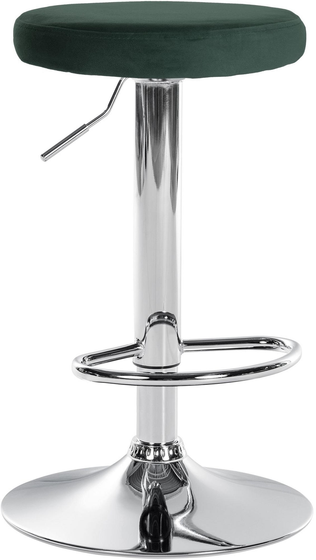 BARHOCKER Samt grün - Chromfarben/Grün, Textil/Metall (38.5/60/38.5cm) - CLP