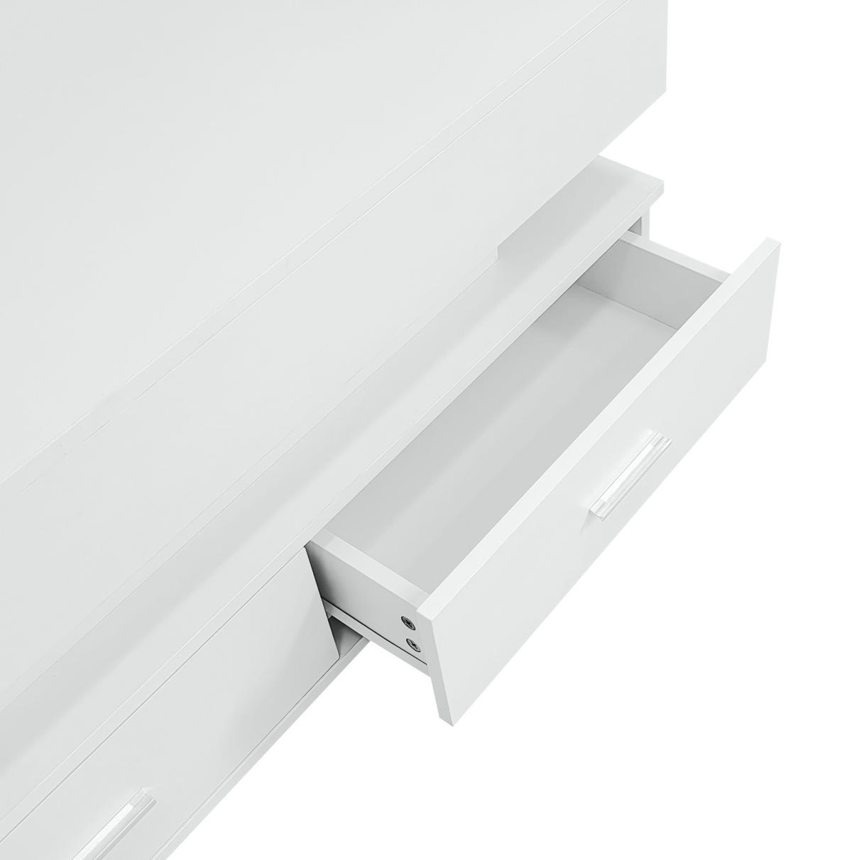 COUCHTISCH 100/50/44 cm Weiß mit LED-Beleuchtung und hydraulischer Höhenverstellung - Weiß, Holzwerkstoff (100/50/44cm) - Flora Grace
