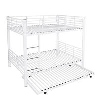 ETAGENBETT 140x200 cm in Mattweiß mit ausziehbarem Unterbett für 3 Schlafplätze - Weiß, Metall (140/200cm) - IVMEU