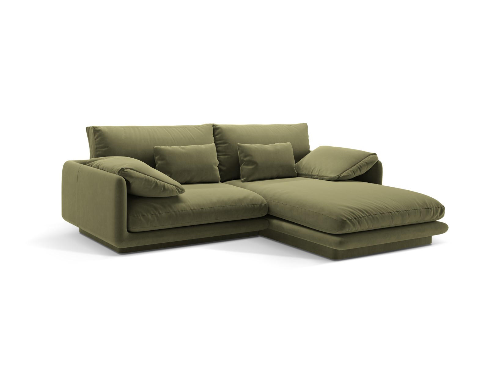 ECKSOFA rechts Torino aus Samt hellgrün 3 Sitzplätze - Hellgrün, Textil (170/220cm) - Micadoni